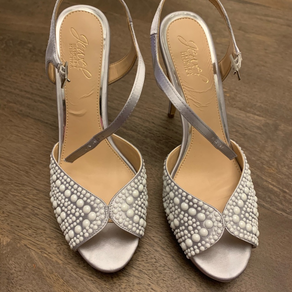 Badgley Mischka - Satin Crystal Blue Heel Sandal -